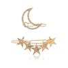 Ettika Hair Barrettes for Women. Gold Tone Plated, Barrettes for Women. Hair Accessories. Stars and Moon Set of 2 view 1