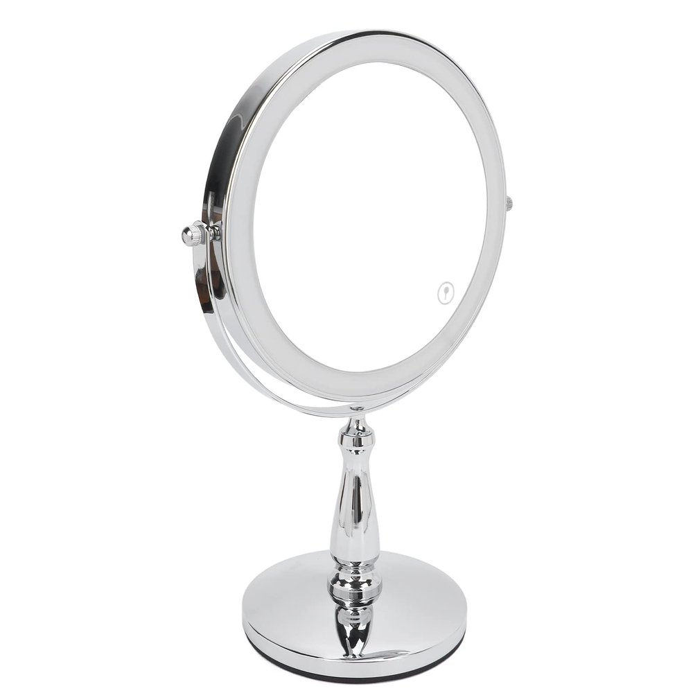 8in LED M keup Mirror with Touching Switch, 360 Rot tion, Lighted 3X M gnifying, Bright Si er