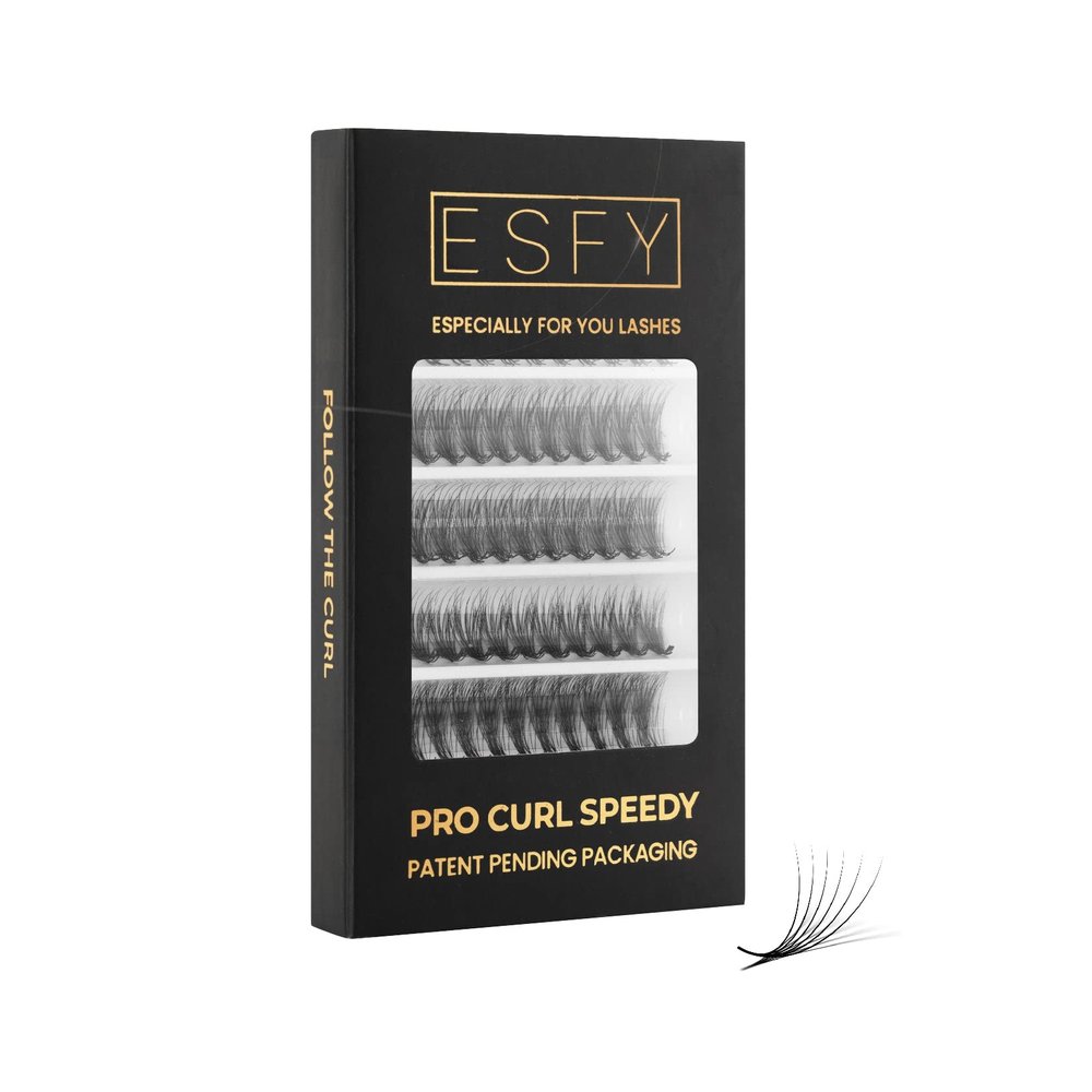 ESFY LASHES PRO CURL SPEEDY FANS, Promade Volume Eyelash Extension, False Eyelashes Volume Fan From 3D To 20D, Curl C CC D, Thickness 0.03~0.10mm, Length 8~20mm For Eyelashes Natural Look, Glamour Look, Super Dark, Super Light, Procurl 14D-0.03-C (10