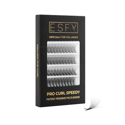 ESFY LASHES PRO CURL SPEEDY FANS, Promade Volume Eyelash Extension, False Eyelashes Volume Fan From 3D To 20D, Curl C CC D, Thickness 0.03~0.10mm, Length 8~20mm For Eyelashes Natural Look, Glamour Look, Super Dark, Super Light, Procurl 14D-0.03-CC (1