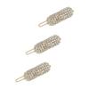 Ettika Gold Tone Plated Barrette for Women | Hair Accessory | Crystal Droplet Barrette Set of 3 in Clear and Gold Tone view 1
