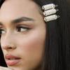 Ettika Gold Tone Plated Barrette for Women | Hair Accessory | Crystal Droplet Barrette Set of 3 in Clear and Gold Tone view 2