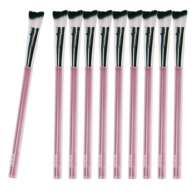 Feels Lash Cleaning Brush Eyelash Extensions Shampoo Brush Soft Curved Fluffy Cleansing (10 pack, Pink)