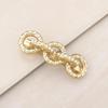 Ettika Gold Hair Clips. Hair Barrettes for Women, Triple Disc Pearl Barrette in White and Gold Tone. Large Hair Barrette view 4