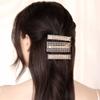 Ettika Gold Hair Clips. Hair Barrettes for Women, Hair Accessories. 3" Disco Doll Crystal Barrette Set of 3 in Gold Tone view 2