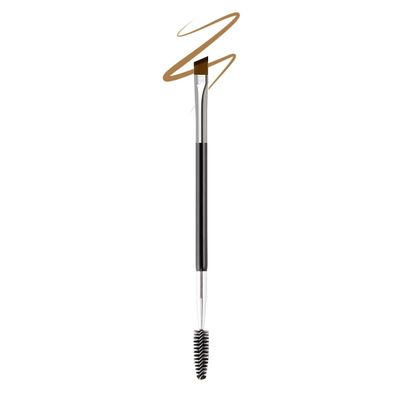 qiipii Professional Double-Ended Angled Eyebrow and Spoolie Brush - Makeup Grooming Tool for Precision Application of Brow Powders, Shaping and Lash Grooming