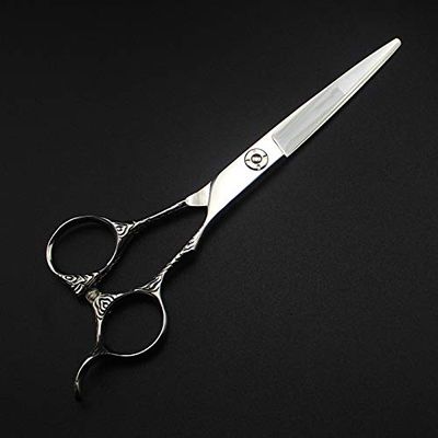 Hair Cutting Scissors, 6inch Professional japan 440c Flower handle cut hair scissors cutting barber haircut thinning shears hairdressing scissors (Color : Cutting)