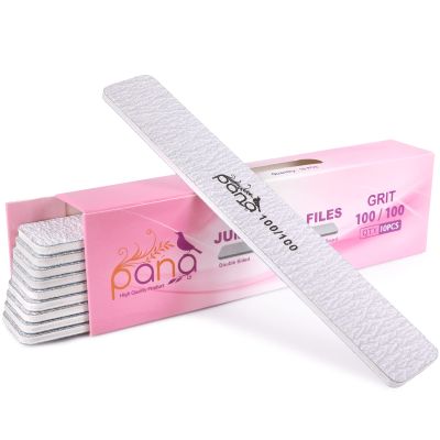10PCS Jumbo Size PANA Professional Double Sided Nail Files - Zebra, 100/100 Grit - Emery Board Nail Buffering File Manicure Pedicure Nail Polisher Washable