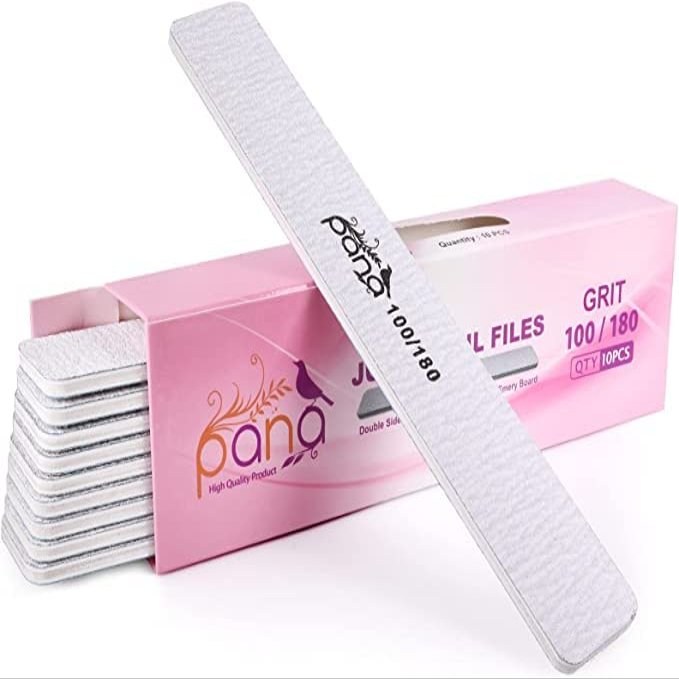 10PCS Jumbo Size PANA Professional Double Sided Nail Files - Zebra, 100/180 Grit - Emery Board Nail Buffering File Manicure Pedicure Nail Polisher Washable