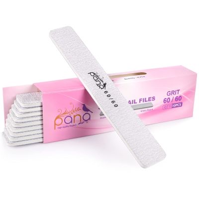 10PCS Jumbo Size PANA Professional Double Sided Nail Files - Zebra, 60/60 Grit - Emery Board Nail Buffering File Manicure Pedicure Nail Polisher Washable