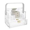 A&B Home Cosmetics and Jewelry Organizer - Clear Acrylic Storage Box with Handle, Multiple Compartments Perfect for Dresser Counter Vanity Bedroom Bathroom, 10" x 5" x 7" view 1