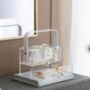 A&B Home Cosmetics and Jewelry Organizer - Clear Acrylic Storage Box with Handle, Multiple Compartments Perfect for Dresser Counter Vanity Bedroom Bathroom, 10" x 5" x 7" view 3