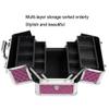 MUSUMI Tool Box Tool Boxes Aluminum Alloy Frame Toolbox 4 Trays Makeup Artists Cosmetics Train Case Organizer Cosmetic Jewelry Box with Shoulder Strap Tool Organizer Tool Chest (Black) view 3