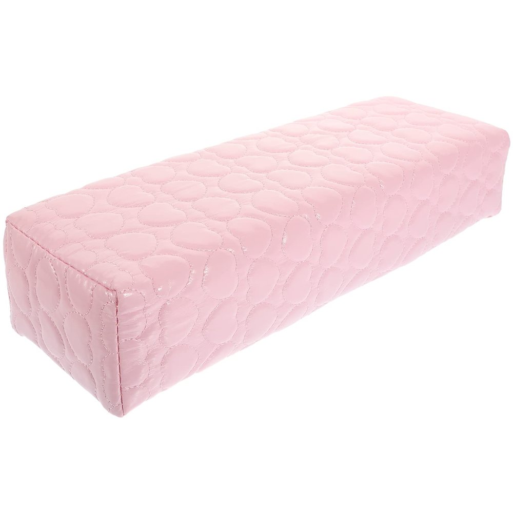 KALLORY Manicure Hand Rest Cushion Pu Nail Art Pillow for Comfortable Arm Support for Professional Salons and Home Use Heart Pattern Design
