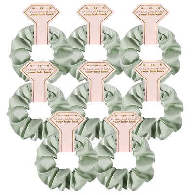 Hasoar 8 Count Satin Hair Ties Scrunchies, Linen Sage Green - Bridesmaid Proposal Gifts, Bachelorette Party Favors, Bridesmaid Gifts for Wedding Parties