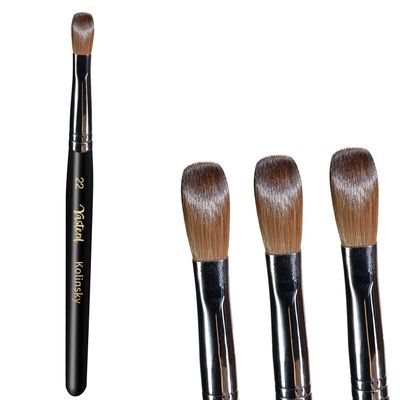 Yasterd Acrylic Nail Brush 100% Kolinsky Acrylic Brushes for Nails Size 22 Oval Crimped Shaped Nail Brushes for Acrylic Application Black Wood Handle Professional Nail Art Powder Brush Manicure Tool