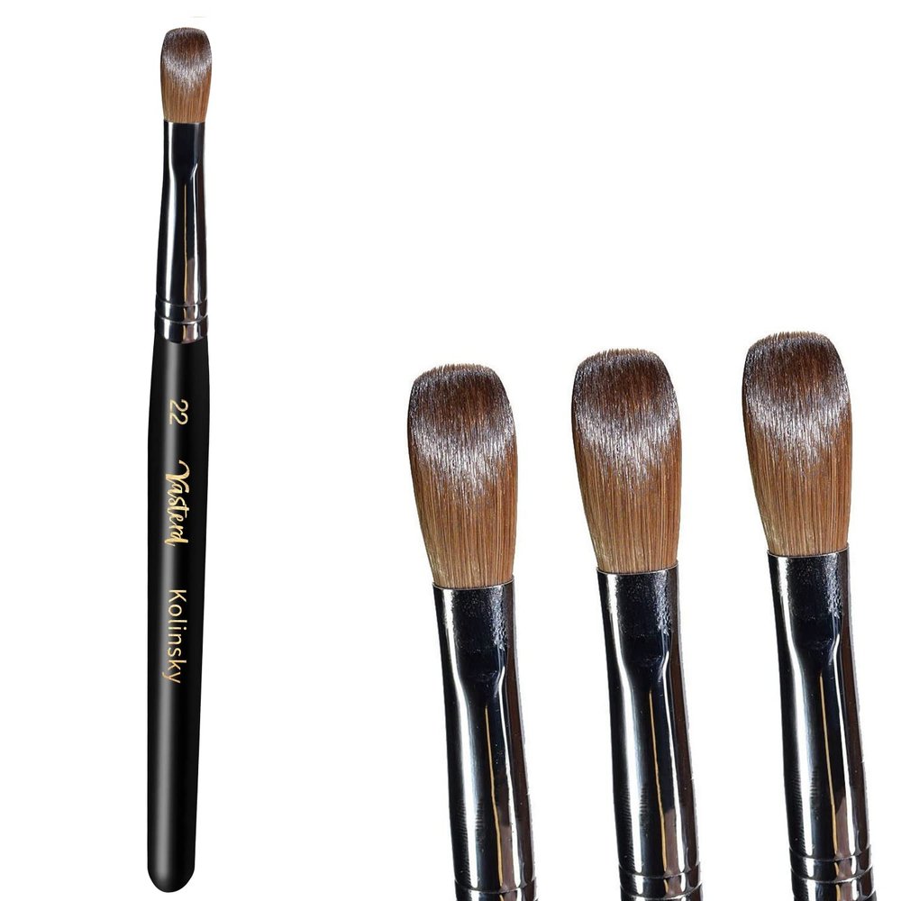Yasterd Acrylic Nail Brush 100% Kolinsky Acrylic Brushes for Nails Size 22 Oval Crimped Shaped Nail Brushes for Acrylic Application Black Wood Handle Professional Nail Art Powder Brush Manicure Tool