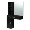 RESHABLE Wall Mount Salon Station with Mirror, Beauty Salon Barber Spa Equipment with Mirror, Shelves, Cabinet, Locking Drawers, Table, Standing Hair Styling Furniture, Black view 1
