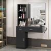 RESHABLE Wall Mount Salon Station with Mirror, Beauty Salon Barber Spa Equipment with Mirror, Shelves, Cabinet, Locking Drawers, Table, Standing Hair Styling Furniture, Black view 2