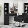 RESHABLE Wall Mount Salon Station with Mirror, Beauty Salon Barber Spa Equipment with Mirror, Shelves, Cabinet, Locking Drawers, Table, Standing Hair Styling Furniture, Black view 3