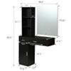 RESHABLE Wall Mount Salon Station with Mirror, Beauty Salon Barber Spa Equipment with Mirror, Shelves, Cabinet, Locking Drawers, Table, Standing Hair Styling Furniture, Black view 4