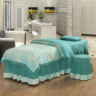 MIPOPS Massage Table Sheet Set, Cotton Living Room Beauty Bed Cover Solid Color Stain-Resistant Massage Table Skirt Includes Pad and Face Rest Cover(M,190x80cm(75x31inch))