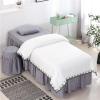 MIPOPS Massage Table Sheets Sets, Cotton Living Room Beauty Bed Cover Solid Color Stain-Resistant Massage Table Skirt Includes Pad and Face Rest Cover(I,190x80cm(75x31inch)) view 1