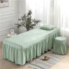 MIPOPS Massage Table Sheets Sets, Cotton Living Room Beauty Bed Cover Solid Color Stain-Resistant Massage Table Skirt Includes Pad and Face Rest Cover(I,190x80cm(75x31inch)) view 2
