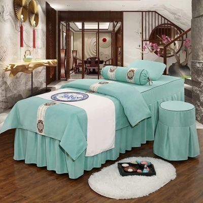 MIPOPS Luxury European Massage Table Sheet Sets, Solid Color Massage Table Skirt Breathable Reusable for Beauty Facial Bed Bedding(E,190x70cm(75x28inch))