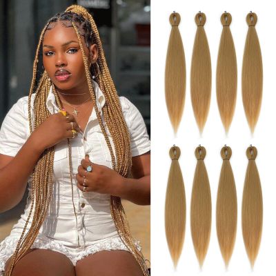 DIFUNEE Pre-stretched Braiding Hair - 26 Inch 8 Packs Blonde Braiding Hair For Twist or Box Braids, Yaki Texture Hot Water Setting Synthetic Braiding Hair Extensions (26 Inch, 27#-8P)