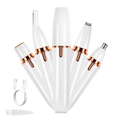 Hicdaw Electric Razors for Women 4 in 1 Bikini Trimmer Pubic Hair Face Shavers Nose Hair Trimmer Arm Legs Underarm Eyebrows Electric Trimmer USB Rechargeable