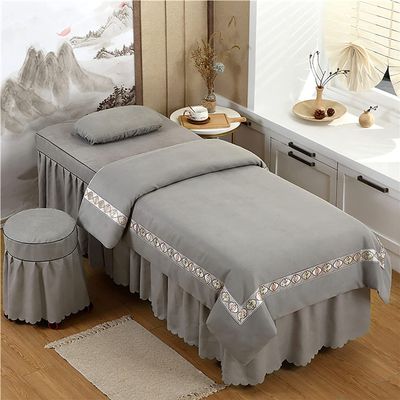 MIPOPS 4-Piece Massage Table Sheet Set, Premium Facial Bed Cover, Solid Color Beauty Bedspreads Salon Bed Cover for Body Massage(D,180x60cm(71x24inch))