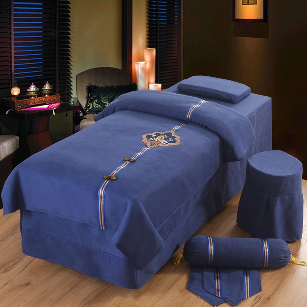 MIPOPS Luxury European Massage Table Sheet Sets, Spa Salon Bed Cover Beauty Bedspreads Massage Table Skirt for Fumigation Physiotherapy Massage(A,180x60cm(71x24inch))