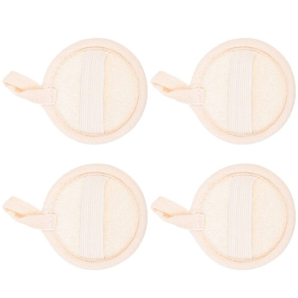 Beavorty 4pcs Facial Cleansing Pads Exfoliating Loofah Scrubber for Makeup Removal Deep Cleansing Round Design Suitable for All Skin Types