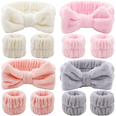 12PCS Microfiber Makeup Headbands and Wristbands Set for Women & Girls - Soft Elastic Bow Headbands with Highly Absorbent Wristbands for Face Washing, Shower, Skincare & Gifts