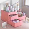 ALOXE Cosmetic Organizer Box Drawers Storage Plastic Stationary Box | Make Up Organiser for Women (Pink) view 2