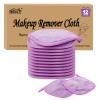 HOMEXCEL Makeup Remover Cloth 12 Count (Pack of 1), Reusable Makeup Remover Pads, Washable Ultra Soft Facial Cleansing Cloths For All Skin Types, 5 X 5 In, Purple view 1