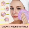 HOMEXCEL Makeup Remover Cloth 12 Count (Pack of 1), Reusable Makeup Remover Pads, Washable Ultra Soft Facial Cleansing Cloths For All Skin Types, 5 X 5 In, Purple view 3