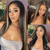 Brown Blonde Wig Straight Human Hair Wig 13x4 HD Invisible Lace Front Wig Pre Plucked Highlights Wig For Black Women Natural Hairline Bleached Knots 150% Density 22Inch view 3