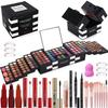 MISS ROSE M 148 Colors Makeup Pallet,Professional Makeup Kit for Women Full Kit,All in One Makeup Sets for Women&Beginner,include Eyeshadow,Lipstick,Eyeliner,Concealer,makeup brush(045 Set-Black) view 1