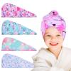 RETON 4 Pack Microfiber Hair Drying Towel, Hair Towel Wrap for Kids Girls Women, Super Absorbent Hair Turbans for Wet Hair, Fast Drying Hair Wrap with Buttons for Curly Long Thick Hair view 1