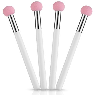 Sibba Foundation Brushes 4 PCS Makeup Setting Powder Blush Beauty Techniques Sponge Angled Stick Liquid Concealer Cream Nose Face Contour Make Up Loose Powder Puff Under Eyeline Set Pressed Blending