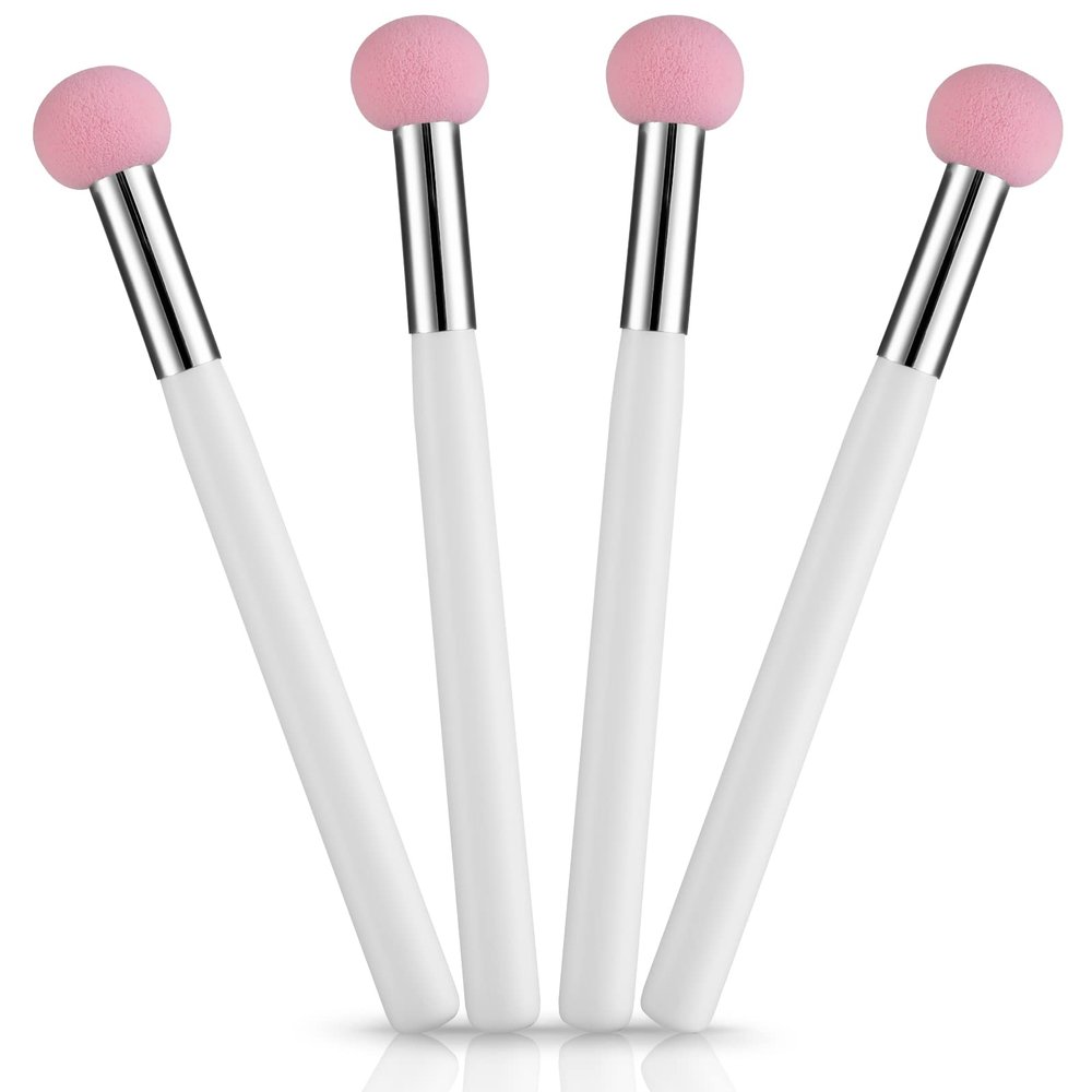 Sibba Foundation Brushes 4 PCS Makeup Setting Powder Blush Beauty Techniques Sponge Angled Stick Liquid Concealer Cream Nose Face Contour Make Up Loose Powder Puff Under Eyeline Set Pressed Blending