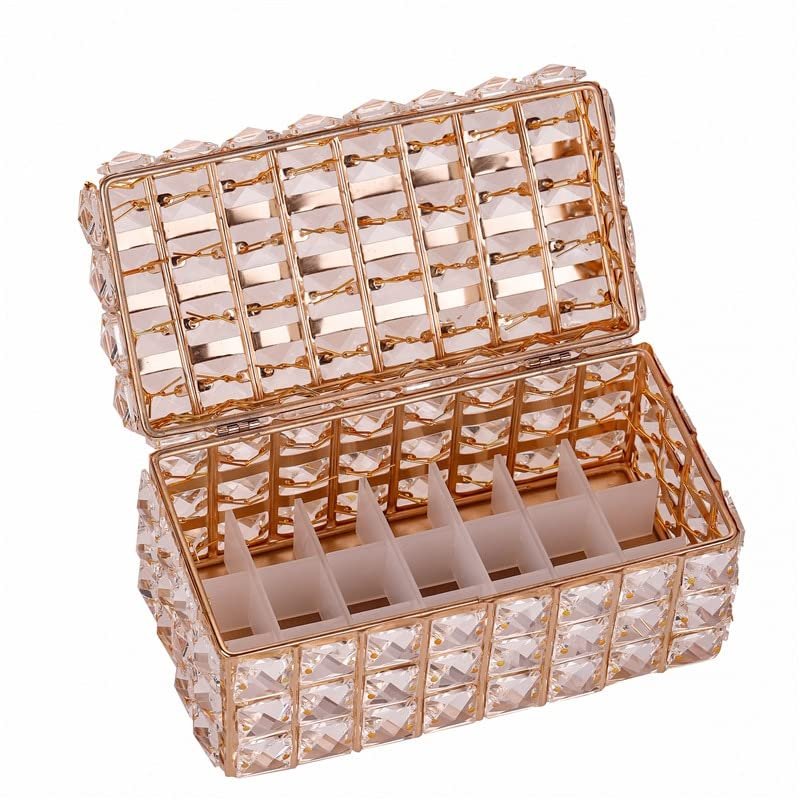 HUFFA Lipstick Crystal Box Home Desktop Cosmetics Lip Gloss Container Storage Case with Cover