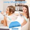 KkaFFe 15.35" Back Bath Brush with Sponge,Back Scrubber Bath Mesh with Curved Long Handle Bath Body Brush for Elderly Aid Bathing and Shower view 2