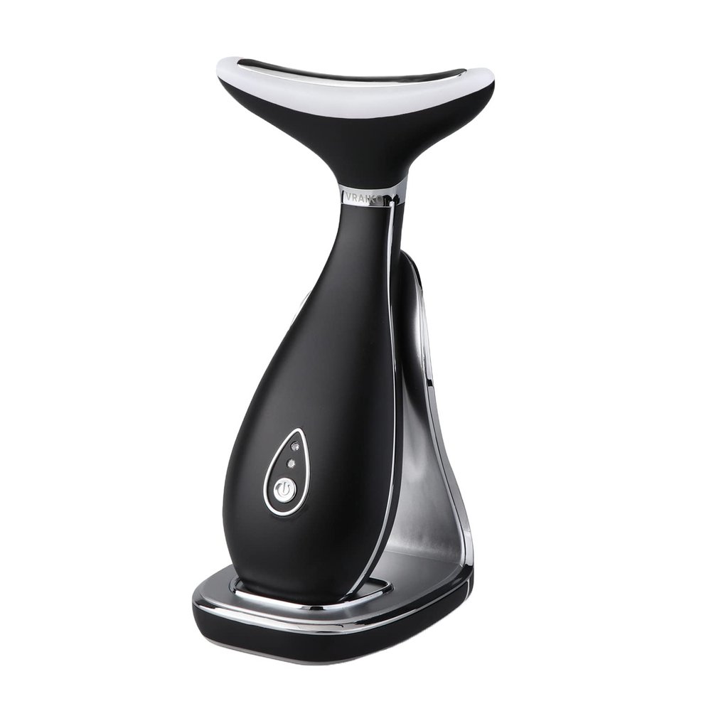 VRAIKO Lily Neck Face Massager, Face Sculpting Tool, Skin Rejuvenation Device with Thermal, Triple Action LED and Vibration, for Anti-Aging, Lifting and Tightening Sagging Skin (Frosted Black)