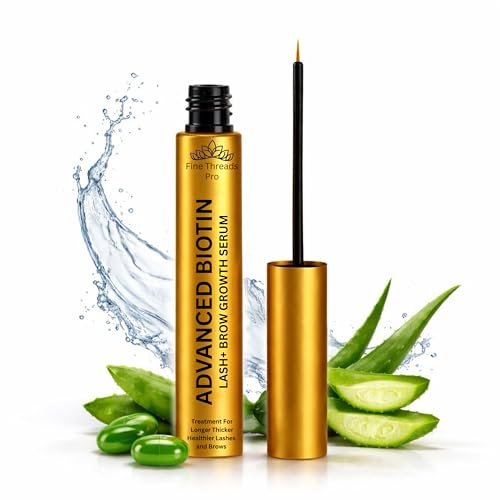 Advanced Biotin Eyebrow Eyelash Growth Serum Dermatologist Approved for Thin lashes, Patchy & Over-Tweezed Eyebrows - Safe on Sensitive Eyes and Skin