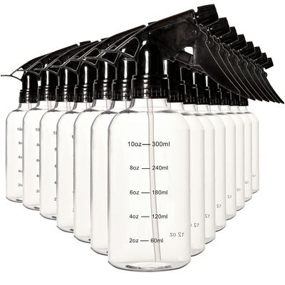 Youngever Set of 12 Empty 12 Ounce Plastic Spray Bottles with Measurement, Spray Bottles for Hair and Cleaning Solutions
