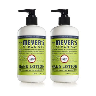 Mrs. MEYER'S CLEAN DAY Hand Lotion for Dry Hands, Non-Greasy Moisturizer Made with Essential Oils, Lemon Verbena 12 Fl Oz (Pack of 2)