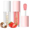 LANGMANNI Lip Oil,No-Sticky Gloss Lip Balm Lip Care,Fruit Flavoured Lip Oil For Dry Lip's Moisturizing Hydrating And Nourishing (Strawberry+Coco) view 1
